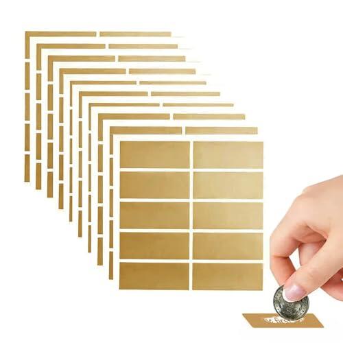 YIPFEN Pegatinas Rasca y GANA Doradas 100 Piezas 35x58 mm - DIY para Tarjetas de Regalo, Invitaciones, Juegos y Sorpresas Personalizadas.