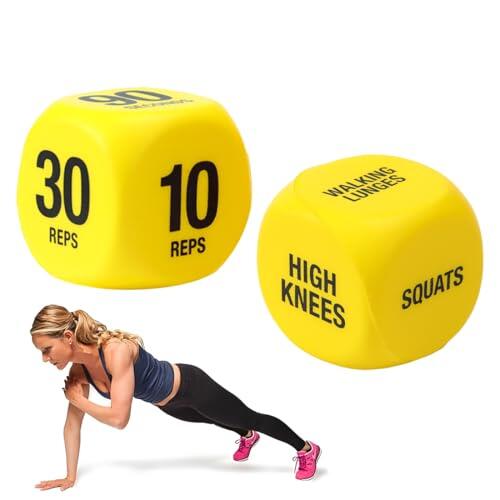 HAGNA Dados De Ejercicios Para Entrenamientos, 1 Par Juego Dados Para Entrenamiento Accesorio Deporte, Para Entrenamiento De Fuerza Principiantes Hombres Mujeres Viaje Oficina Hogar(Amarillo)