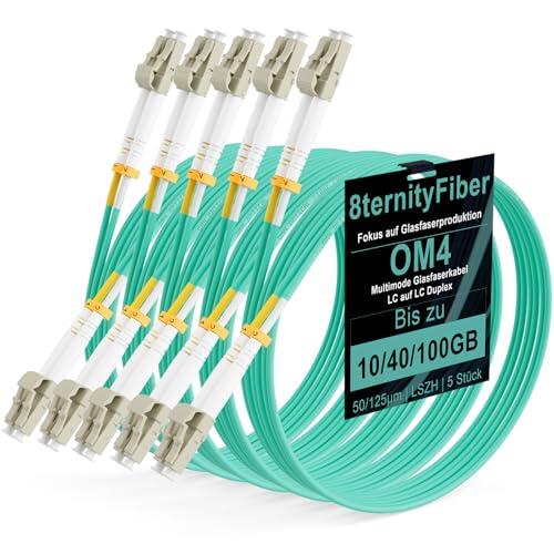 8ternityFiber OM4 - Cable de conexión LC LC 10 m/33 pies, 10 GB/40 GB/100 GB de fibra óptica multimodo dúplex 50/125 µm, opciones de longitud: 0,2 m-50 m, OD: 2 mm, LSZH Aqua-5 unidades