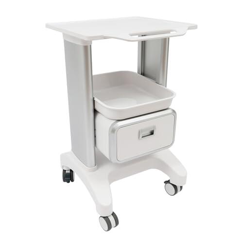 Cochecito de laboratorio, carro médico, de laboratorio, multifuncional, con cajón y 2 estantes, material ABS, para hospitales, salones de belleza y clínicas