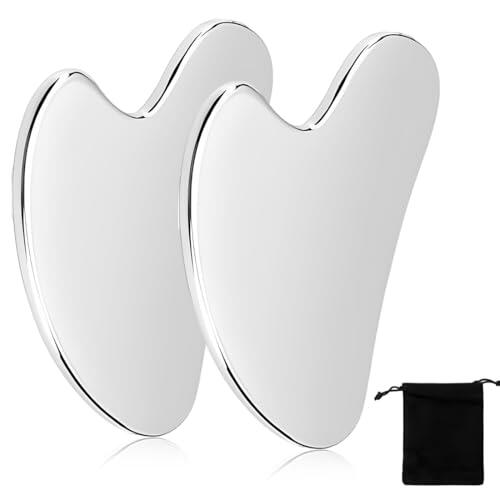 Androxeda Gua Sha Facial Masajeador, Piedra Guasha De Acero Inoxidable Para Cara Y Barbilla, Moldeador De Mandíbula, Reductor De Barbilla, Herramienta Guasha Corporal Para Tensión