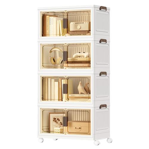 SONGMICS Cajas Almacenaje, 4 Niveles, Apilables, con Ruedasl