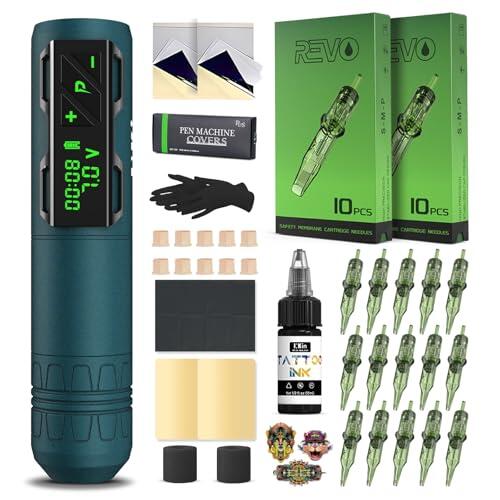 INKin Maquina de Tatuar Kit Completo, Maquina Tatuar Inalambrica con 3.5mm Stroke y Batería de 1800mAh, Kit Tatuaje Completo con Tinta Tatuaje, Agujas Tatuaje para Principiantes y Artistas