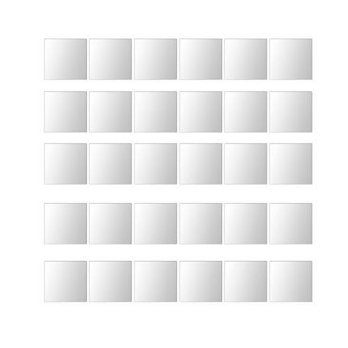 30 azulejos de espejo autoadhesivos, 8 x 8 cm, espejo acrílico para pegar en la pared del armario, pequeños espejos mosaicos autoadhesivos cuadrados, decoración para dormitorio y baño