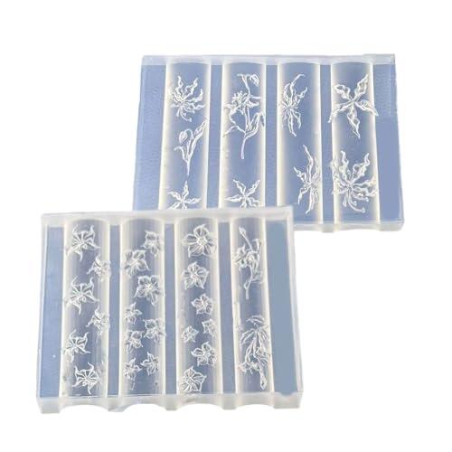 Molde de arte de uñas de silicona, tema floral, plantilla de manualidades, formas, textura de silicona para esteticistas y estudiantes, plantilla de arte flexible