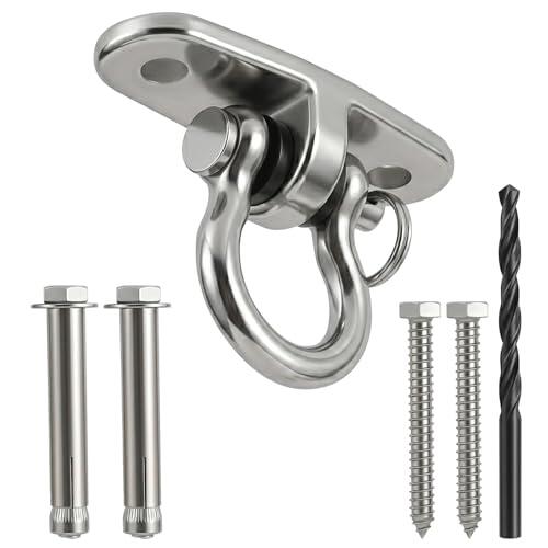 Gancho de techo para cargas pesadas, soporte de techo, columpio, fijación para saco de boxeo, suspensión - rodamiento de bolas de 360°, soporte de acero inoxidable con taladro para vigas de madera