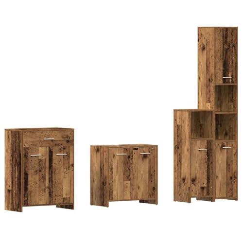 Emmtore Juego de Muebles de baño 4 Piezas Madera ingeniería Envejecida