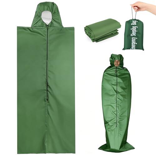 EEEKit Saco Vivac, Saco De Emergencia Impermeable con Capucha, Manta Ligera para Camping Senderismo Y Uso Exterior
