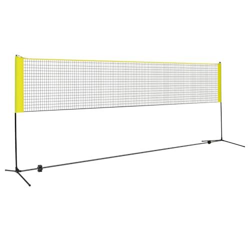 LIFEZEAL - Juego de bádminton portátil, red de bádminton con altura ajustable, 89-115 cm, 2 bolas de bádminton, red deportiva plegable con bolsa de transporte (amarillo, 420 x 155 cm)