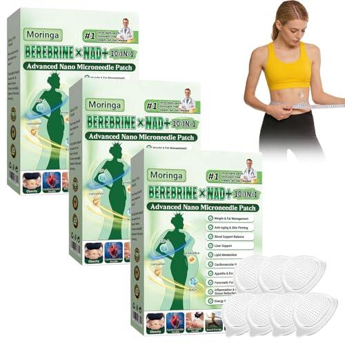 3 Cajas Moringa x Berberine Patch 10 en 1, Parche Avanzado de Nano Microagujas, Ingredientes Naturales, Parche de Metabalance Profesional, Fácil de Aplicar, para Hombres y Mujeres (3 Cajas)