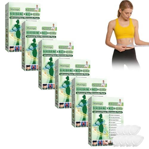 6 Cajas Moringa x Berberine Patch 10 en 1, Parche Avanzado de Nano Microagujas, Ingredientes Naturales, Parche de Metabalance Profesional, Fácil de Aplicar, para Hombres y Mujeres (6 Cajas)