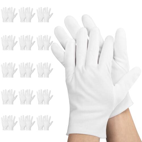 Einfa Guantes Algodon Blanco - 15 Pares (30 Piezas) Mediano M 23cm Guantes de Trabajo - Cotton Protective Gloves - Guante de Algodón Blancos para Trabajos de Jardinería