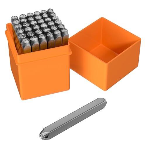 Ravytha 37 Piezas Punzones para Metal, Troqueladora de Letras A-Z/Número 0-8/Símbolo &/Símbolo del Corazón, Números y Letras de Metal Perforados, Sello de Estampado de Metal para Estampar Metal(3mm)