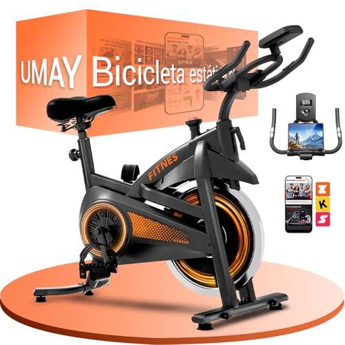 UMAY Bicicleta estática plegable, 5 en 1Bicicleta spinning profesional con Resistencia Magnética de 16 Niveles, Bicicleta estatica plegable para el hogar Bici de Sala con Asiento Cómodo, Máx 136 kg