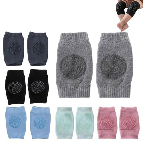 Tokaneit Rodilleras Bebe Gateo 5 Pares Rodilleras Antideslizantes para Bebés,Ayudar a Los Bebé a Gatear,Protectores para Gatear Suaves y Transpirables para Niños y Niñas,para Bebés de 0 a 24 Meses