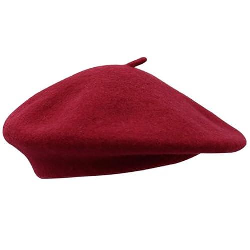 Boina de Mujer, Sombrero Francés, Estilo Clásico Vintage en Color Liso, Gorro Suave y Cálido para Otoño e Invierno