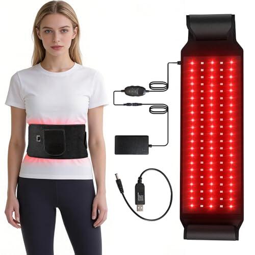 Cinturón de Luz Roja, Afenau 105 LED Cinturón Infrarrojo con 5 Ajustes de Brillo y 6 Ajustes de Tiempo, 660 nm y 850 nm, Envoltorio de Luz Roja para Cintura, Piernas y Espalda