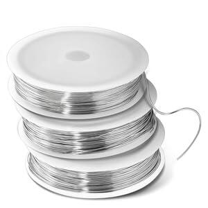 3 rollos de alambre de acero inoxidable de 0,5 mm plateado, 120 m de longitud total (3 x 40 m), alambre flexible para manualidades y joyas, abalorios, floristería, manualidades, alambre de plata, fino