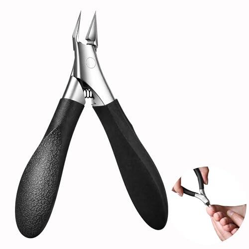 Pinza para uñas y corte de uñas profesional, pies y manos, hoja inclinada 30° larga 14 mm, antideslizante de acero inoxidable para uñas encarnadas y gruesas