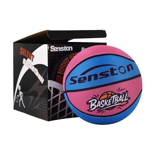Senston Balón de Baloncesto silencioso tamaño 5, Espuma Absorbente de Sonido sólida, Cubierta de Nailon Resistente, balón de 27.5 Pulgadas para Entrenamiento Interior, Alto Rebote sin Ruido