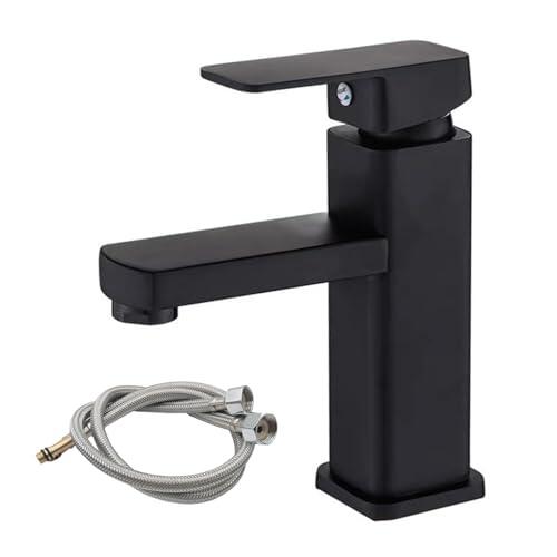 EasyByMall Juego de lavabo de acero inoxidable con filtración eficaz, fregadero negro antioxidante para cocina, baño, hotel, uso doméstico, incluye tuberías de agua