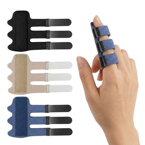 COYUN 3 Piezas Ferula Dedo Gatillo con Soporte de Aluminio, Ferula Dedos Mano Ajustables para Artritis, Tendinitis y Esguinces, Inmovilizador de Dedo Pulgar, Índice y Corazón, Férula Dedo Gatillo Mano