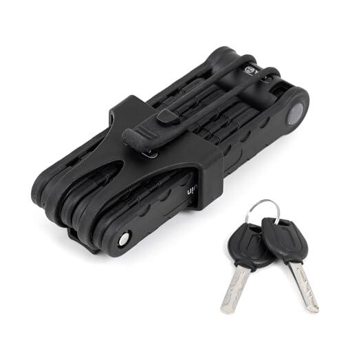 Youin Candado Plegable con Llave para Bicicleta y Patinete Eléctrico, Acero 7 mm, Antirrobo de 94 cm, 8 Placas Articuladas, Soporte de Transporte, Resistente a la Corrosión