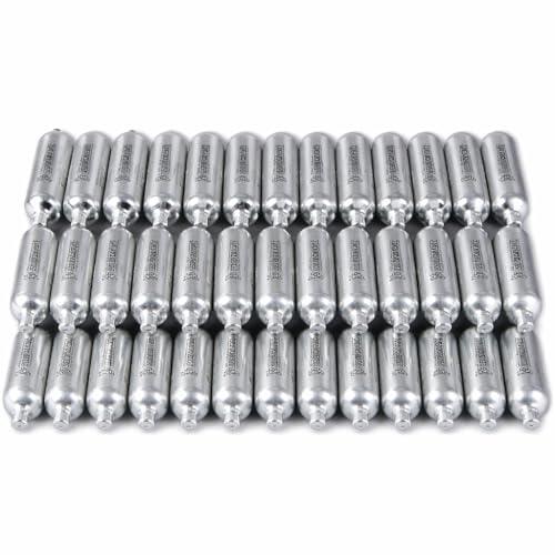 AirsoftManiacs - Bombona CO2 12g Puff Dino Pack 30 o 50 Unidades Plata, Cartuchos Gas Airsoft Pistolas Compatibles, Presión Estable Taiwan, Cápsulas Universal (30)