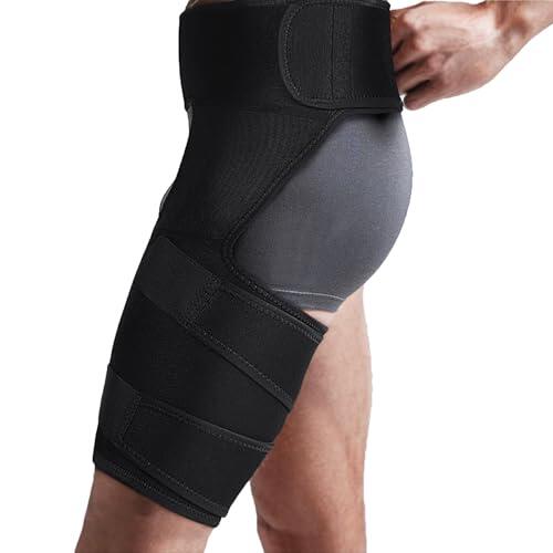 Eniyou Groin Wrap, Musleras Elásticas Transpirable, Antideslizante, Ajustable Manga De Compresión De Muslo Para Hombres Y Mujeres Para Dolor De Cadera, Ingle, Muslo, Nervio Ciático