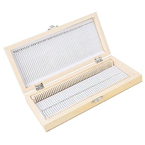 VBESTLIFE Biología Vidrio Preparado Portaobjetos para Microscopio Muestras Caja de Almacenamiento de Portaobjetos de Madera, Hebilla de Metal Compacta No Contaminante para Entusiastas Aficionados a la