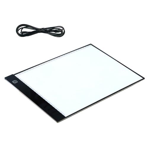 MOKKHNB Tablero de Copia LED A4 con Escala Precisa, Luz Regulable en 3 Niveles, Ultradelgado con Cable USB 1,5 M, Tablero Iluminador Portátil para Dibujo, Caligrafía y Manualidades