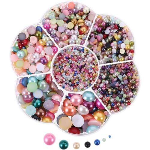 VINTORKY Perlas Planas para Uñas 5600 Piezas, Perlas Semicirculares Multicolor para Decoración de Uñas, Accesorios DIY para Manicura y Manualidades