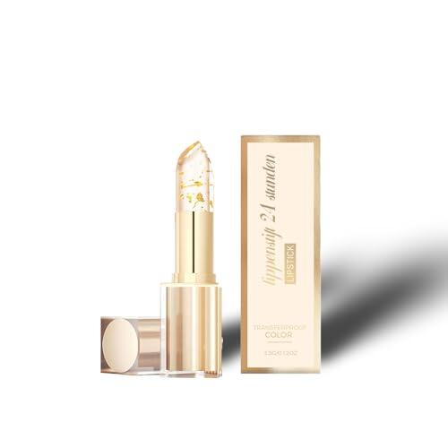 Lápiz Labial con Cambio de Temperatura, Labial de Larga Duración, Bálsamo Labial Transparente Dorado, Labial con PH Adaptable, Bálsamo Labial que cambia con la Temperatura (1PC)