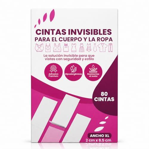 FastRay Cinta Doble Cara Ropa y Piel Invisible, Pack 80 Ancho XL – Adhesivo Hipoalergénico y Resistente al Sudor – Ideal para Escotes, Vestidos y Arreglos Rápidos sin Dañar la Ropa ni Dejar Residuos
