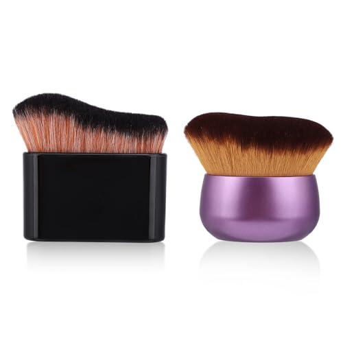 NQEUEPN 2uds Brocha para Autobronceadora, Aplicador de Brocha Autobronceadora Corporal de Maquillaje Corporal para Base Cara y Cuerpo(Negro, Púrpura)