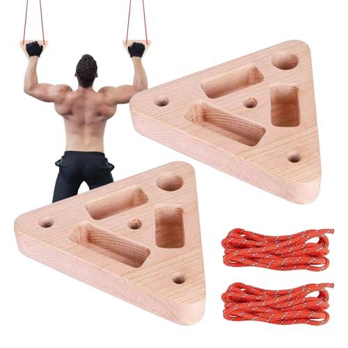Tabla de Escalada Triangular de Madera con Presas de Varias Profundidades - Triángulo de Madera Entrenador de Manos con Presas de Multiple Profundidad,Anclaje para Puerta para Hangboard | para Garaje,