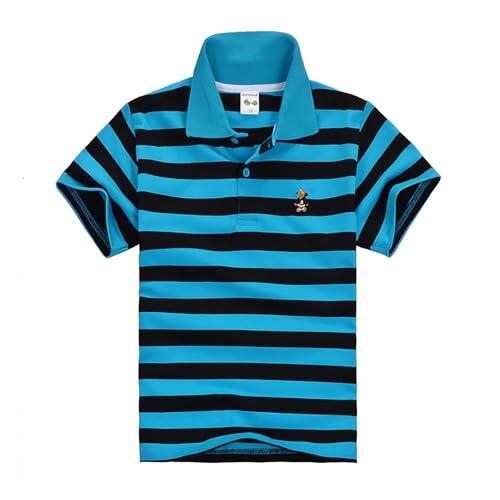 Polo para niños, manga corta, a rayas, para el tiempo libre, cómodo, transpirable, para niños, niñas, para escuela, guardería, tenis, informal, clásico, camiseta de cuello, parte superior, para el día