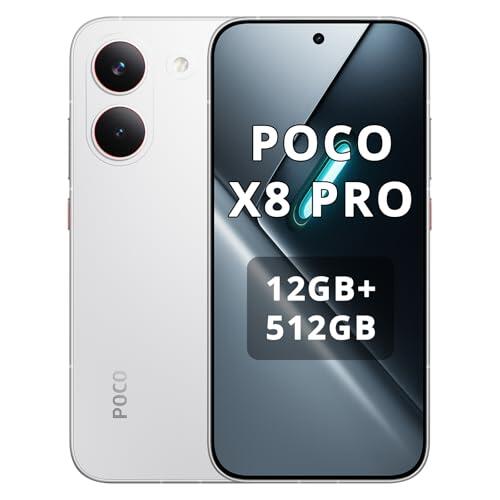 XIAOMI Poco X8 Pro Smartphone 12GB+512GB, procesador Dimensity 8500-Ultra, batería de 6500mAh, pantalla AMOLED ultra brillante, cámara principal Sony IMX882 de 50MP con OIS, Blanco