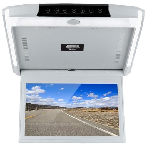 ZenHailure Monitor De Techo para Coche De 17,3 Pulgadas,Monitor Abatible IPS De 1080p,Montaje En Techo,Bluetooth,TV,WiFi,HDMI,USB,SD,FM,Mp5 Altavoz,Reproductor para Android Grey