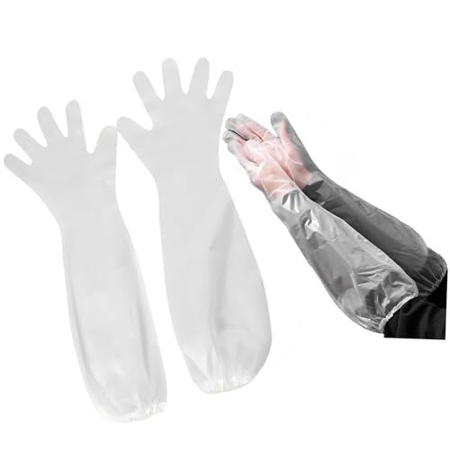 30 piezas Guantes Veterinarios,Examen Veterinario Guante De Fertilización Artificial,Puño Extra Largo 60 cm,Elásticos Guantes de Plástico Suave,para inseminación de ganado