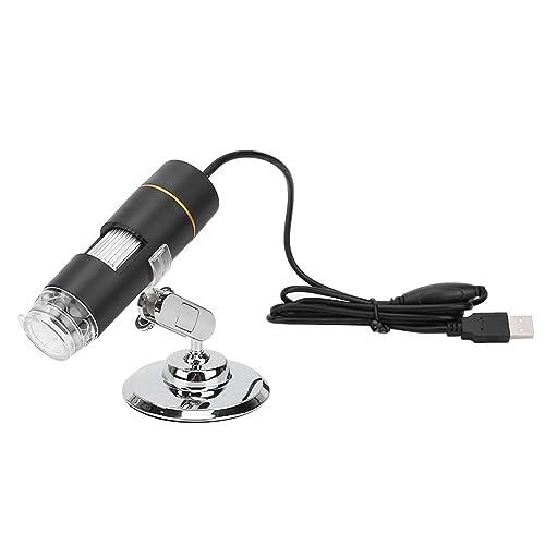 Generic Microscopio Digital USB HD 300000 Píxeles Ampliación 1000X con 8 Luces LED Base Metálica Universal para Estudiantes Ingenieros Aficionados Inspección de PCB Análisis de la (30w)