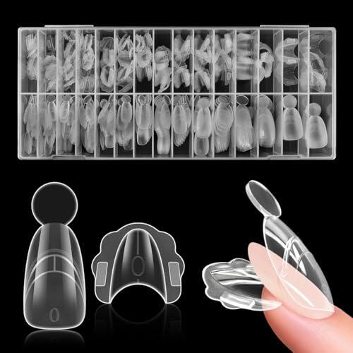 EBANKU 280PCS Sandwich Moldes Uñas, Transparent Top & Bottom Dual Nail Forms Cortas Almond Moldes Polygel Acrílicas Uñas Postizas para Herramientas de Manicura de Extensión