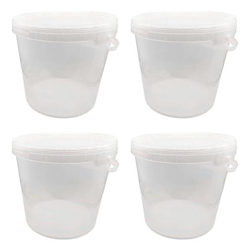 AC - Pack de 4 Cubos Transparentes de Plástico con Tapa y asa - Aptos para Uso alimentario - Fabricados en España - 20 litros