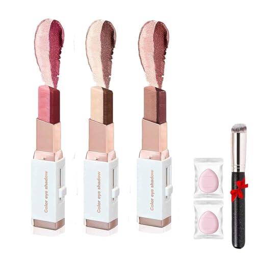 3 piezas LáPiz De Sombra De Ojos Bicolor Con Degradado Aterciopelado,Barra De Doble Color 2 En 1,Impermeable Sombra De Ojos Mate De Larga DuracióN,Sombra De FáCil AplicacióN. (01#+02#+03#, 2*1.5*12)