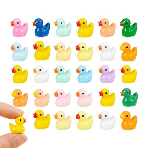 AMSGANK 30 Piezas Mini Patos de Resina, Mini Patos en Miniatura Colores para Acuarios DIY, Decoraciones, Acuarios, Jardines, Paisajes de Microjardín, Bonsáis (Color Aleatorio)