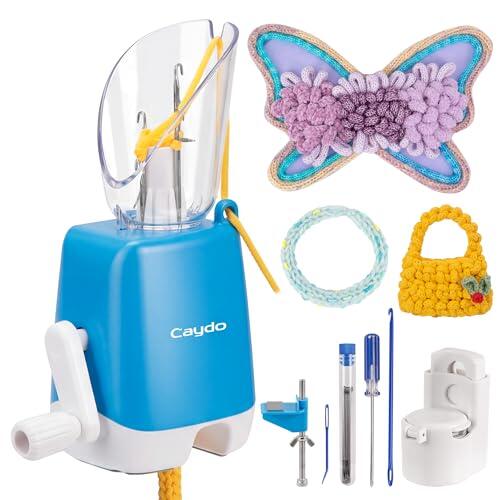 Caydo Tricotin para hacer cordones, Máquina tricotin manual, Mini molino de tejer 4 agujas, Máquina de tejer portátil para DIY, máquina de ganchillo para adultos y niños