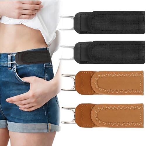 Swiftctrl 4 Piezas Cinturones Sin Hebilla Elásticos e Invisibles con Gancho Metálico, Cinturón Táctico para Hombres y Mujeres, Ajustable y Extensible para Uso Diario, Trabajo, Ocio y Negocios
