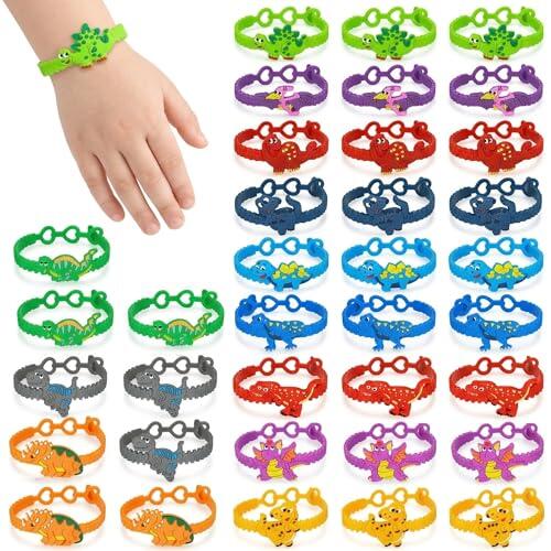 NiceNaiils 36 Piezas Pulseras Niños Cumpleaños Dinosaurios, Pack Regalos Sorpresas Guardería, Colegio, Primaria, Piñata, Ideal Regalitos Cumpleaños Niños Invitados