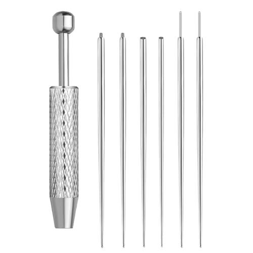 Akfldms Kit de Herramientas para Sujetar Bolas de Perforación, Aplicador de Aretes de Acero Inoxidable de 16 y 18 G con Parte Trasera y Pasadores de Inserción.