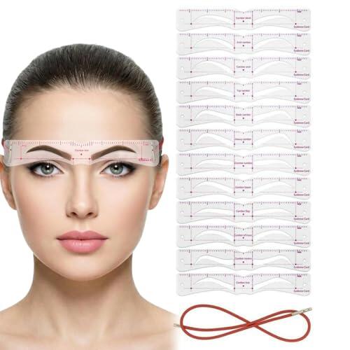 MIRKUZI Este juego de 12 plantillas para cejas es reutilizable y presenta diseños adecuados para que los principiantes puedan delinear con precisión y crear cejas simétricas